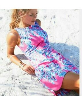 Lilly Pulitzer Cathy coral print shift dress in capri pink samba